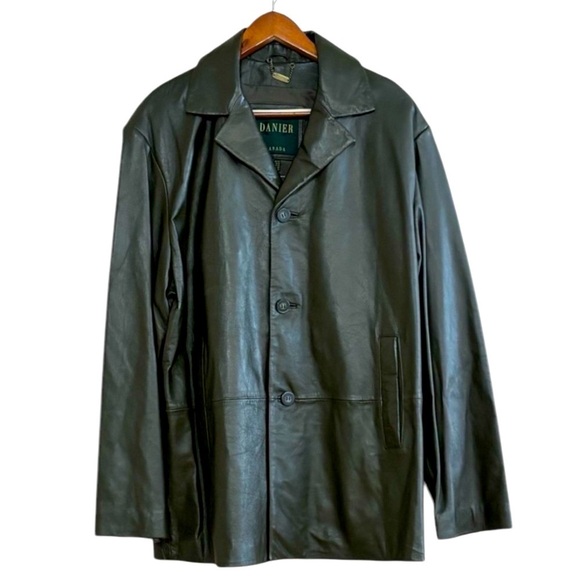 NWT Danier Sz L Army Green Leather Jacket - Picture 1 of 13